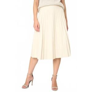 NEW DOLCE CABO vegan leather midi skirt in light beige